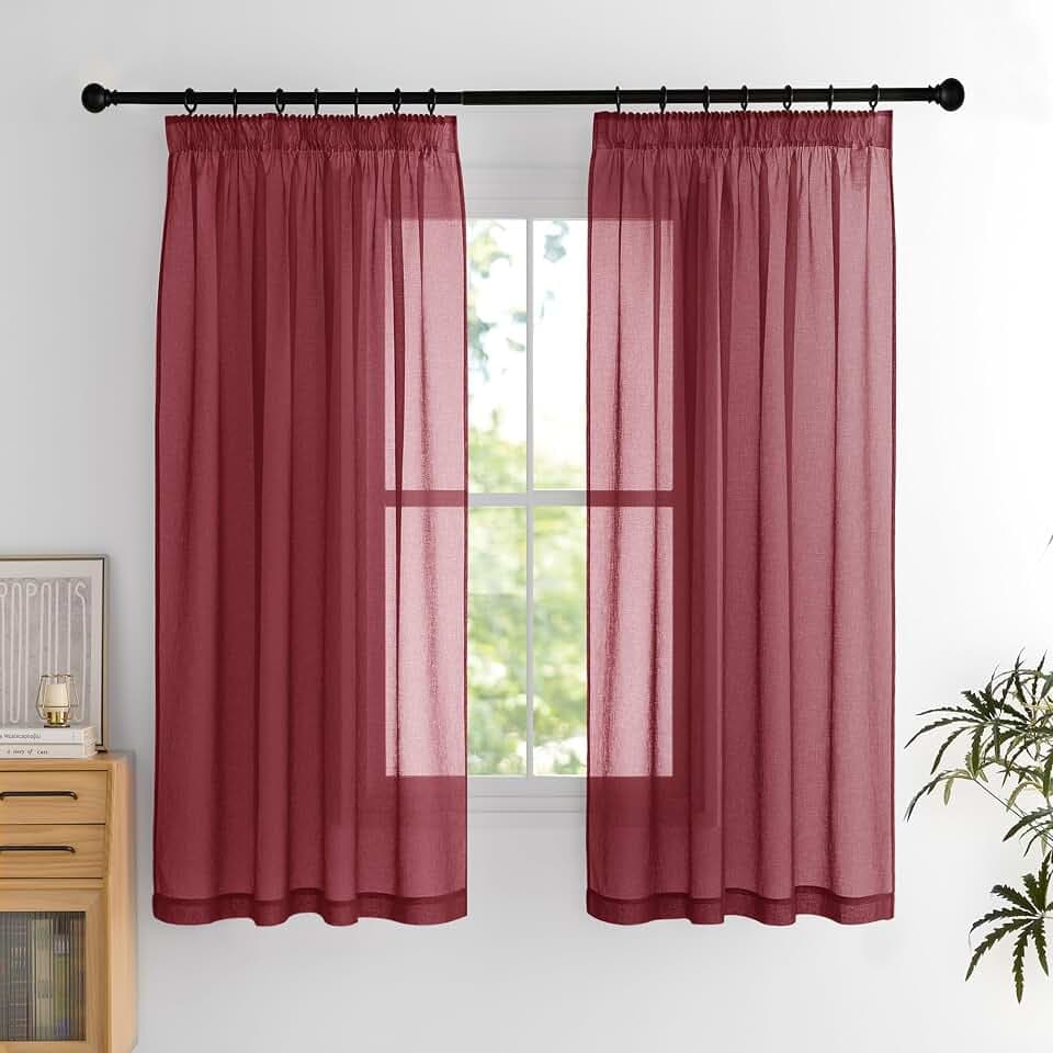 PONY DANCE Kurzer Vorhang Transparent Voile Gardinen mit Kräuselband