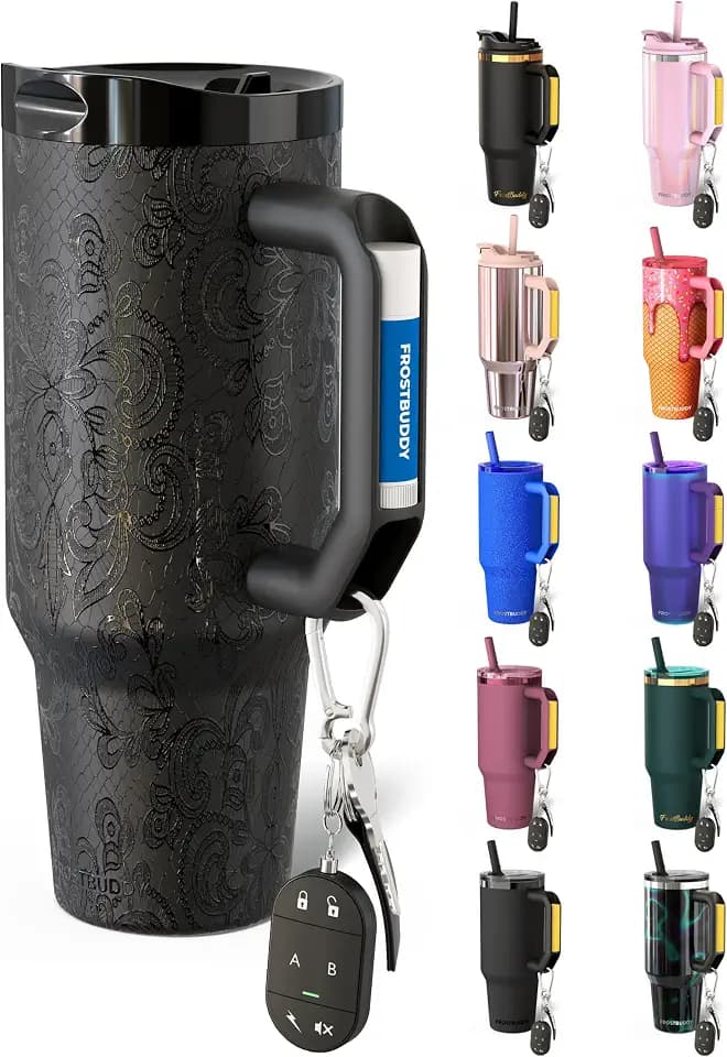 Frost Buddy Thicc Buddy 40oz Tumbler - Spill-Proof Flip Lid (Black Lace1)