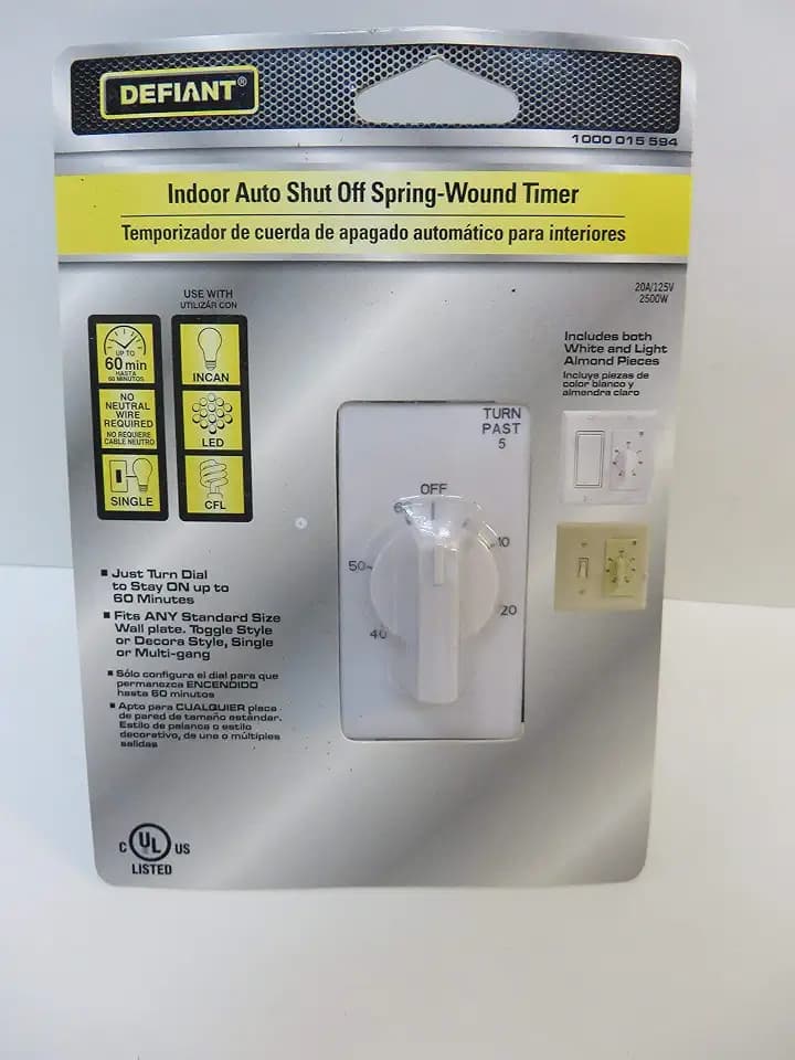 20 Amp 60-Minute In-Wall Spring wound Timer with White and Almond center trim