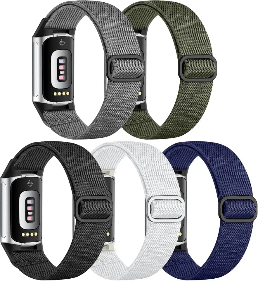 Maledan Elastic Bands Compatible with Fitbit Charge 6/Charge 5 Band Women Men, Waterproof Stretchy Nylon Bracelet Loops Strap Replacement Bands for Fitbit Charge 5/Charge 6 Fitness Tracker Accessories