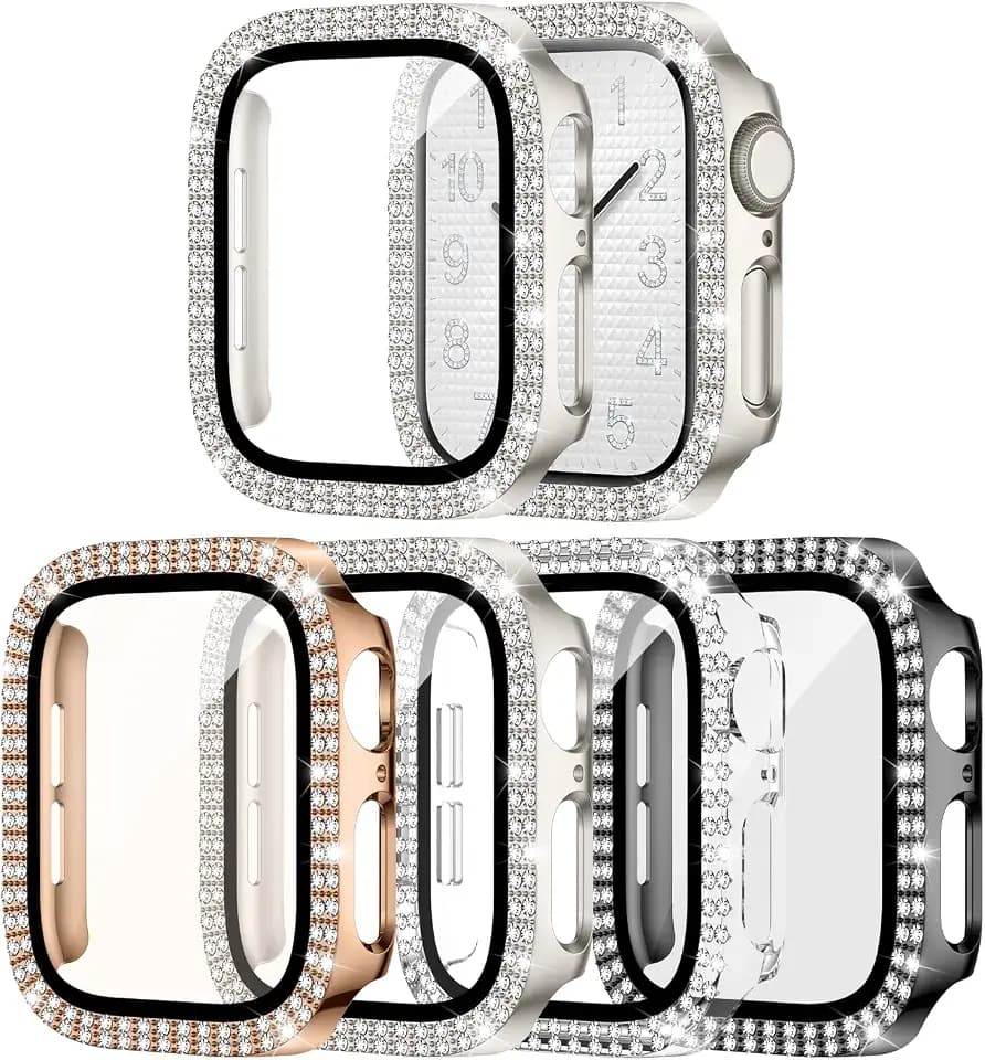 Easuny 4 Pack Bling Case for Apple Watch 40mm SE3/SE2/SE Series 6/5/4