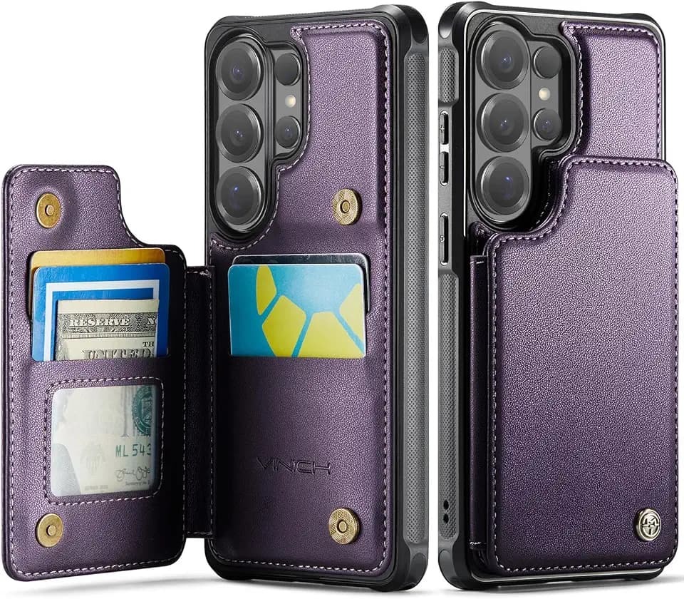 Vinich for Samsung Galaxy S26 Ultra Wallet Case with Card Holder, Purple