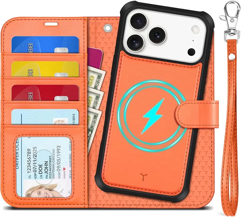 TUCCH Detachable Case Wallet for iPhone 18 Pro Max/17 Pro Max 6.9", Orange