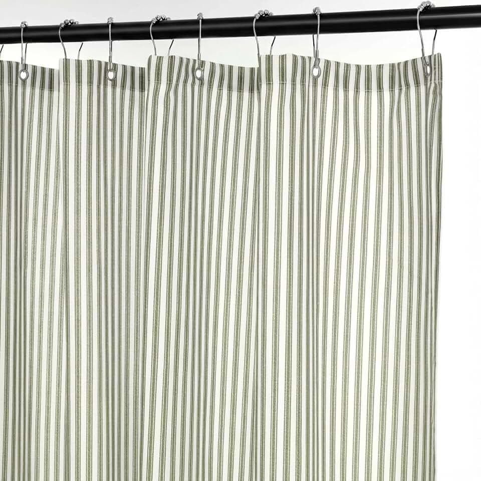 Mindsoft Stripe Curtain, Green and White, 72 x 72 Inches, Stripe
