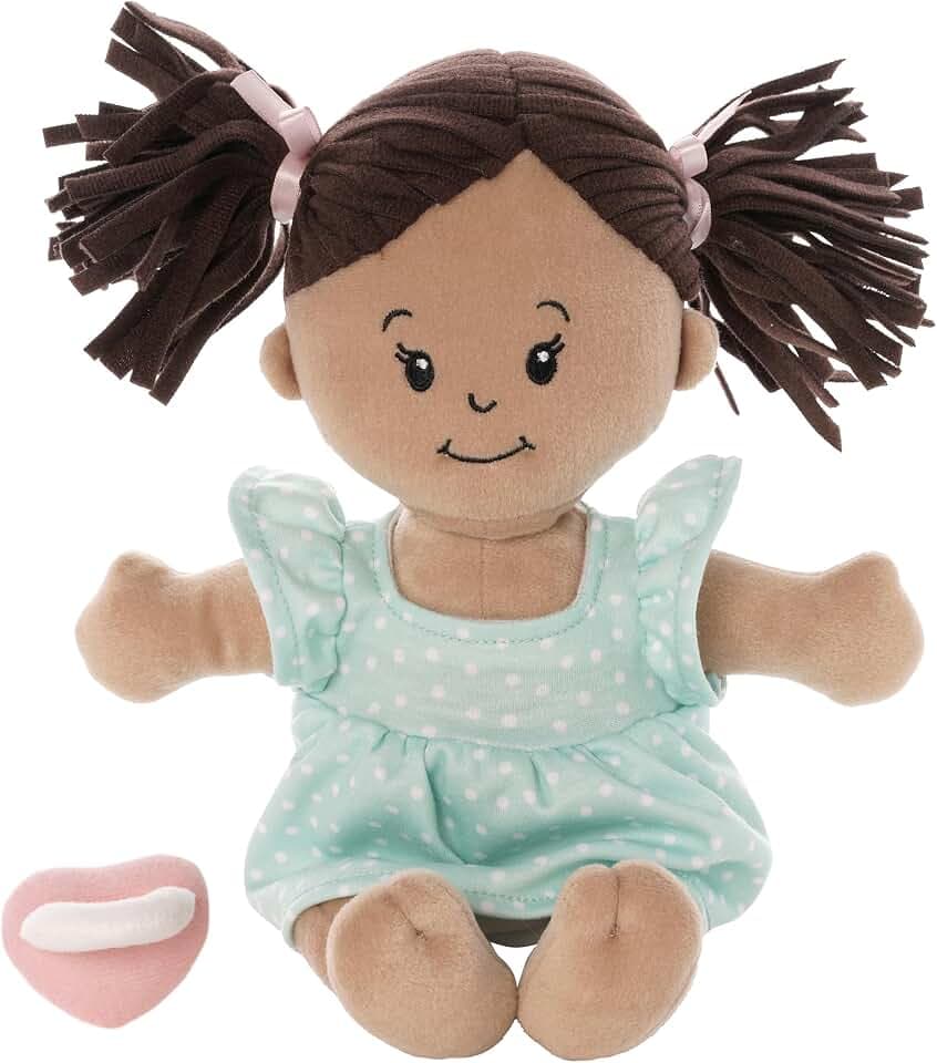 Love, Stella Soft Baby Doll for 1 + Year Old by Manhattan Toy - Beige with Brown Pigtails