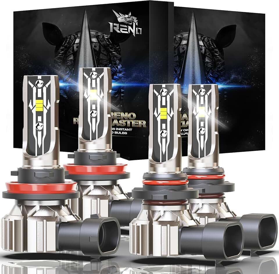 RENO H11/H9/H8/9005/HB3 Bulb, 6500k Cool White 48000LM Fanless Fog Bulbs