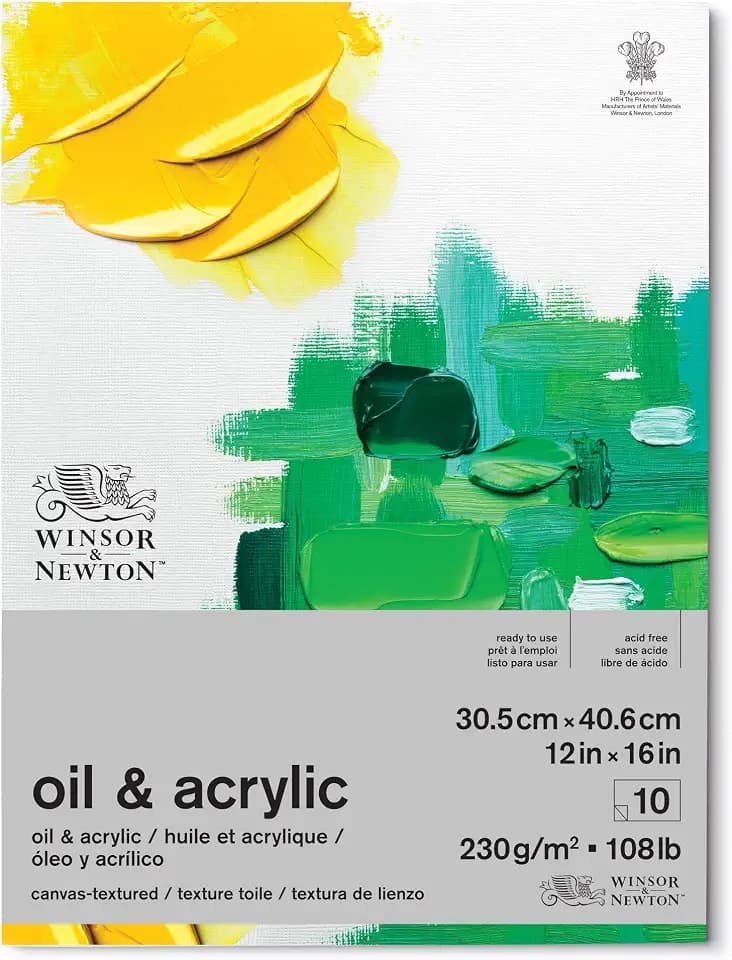 Winsor & Newton Oil & Acrylic Paper Pad, 12" x 16", 10 Sheets, 230gsm