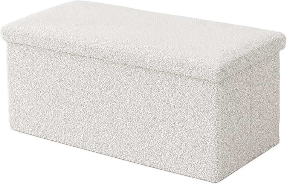 Relaxdays Sitzbank, Stauraum, Teddystoff, faltbar, gepolstert, Flur, Schlafzimmer, HBT: 38x76x38 cm, Sitztruhe, Farbwahl