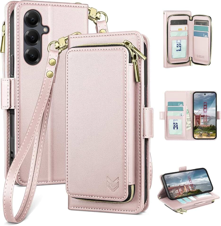 DJBEAR Samsung Galaxy S25 Plus Wallet Case Rose Gold