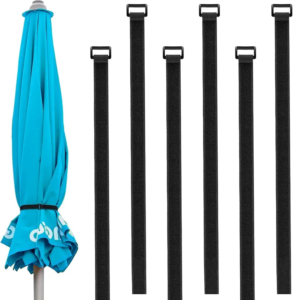 Fabbay 6 Pack Reusable Patio Umbrella Strap Adjustable Securing Straps
