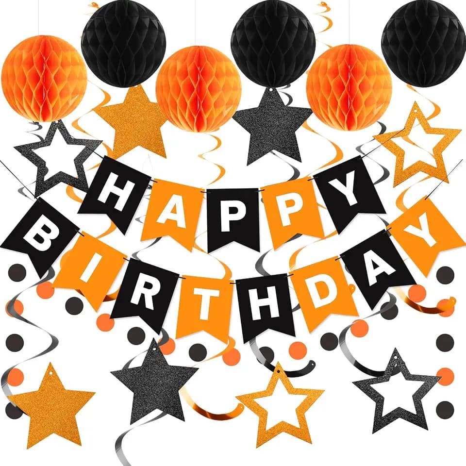meowtastic Birthday Decorations Happy Birthday Banner with Honeycomb Balls