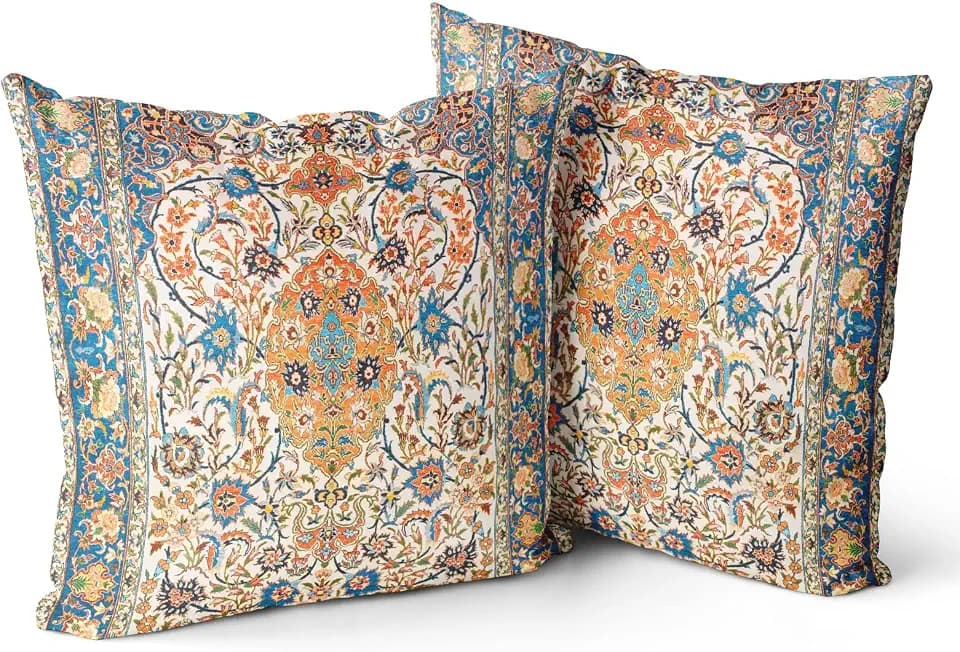 2er Set Frühlings Boho Kissenbezüge Dekokissen 60 x 60 Samt Soft Kissenbezug Böhmischer Retro Ethno Dekorative Kissenhülle Zierkissenbezüge für Sofa Schlafzimmer Zuhause Steinbraun