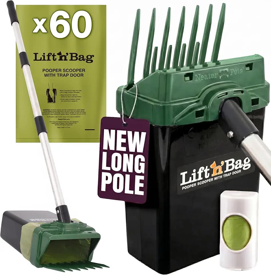 Neater Pet Brands Lift N' Bag Dog Pooper Scooper with 31" Pole, 60 Bags