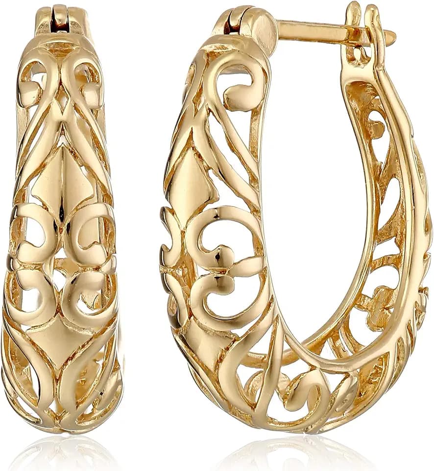 Amazon Collection Open Filigree Swirl Hoop Earrings in Sterling Silver