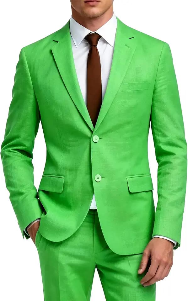 Men's Linen 2-Piece Suit Set - Lightweight, Breathable Casual Jacket & Pants for Summer Beach Weddings & Business