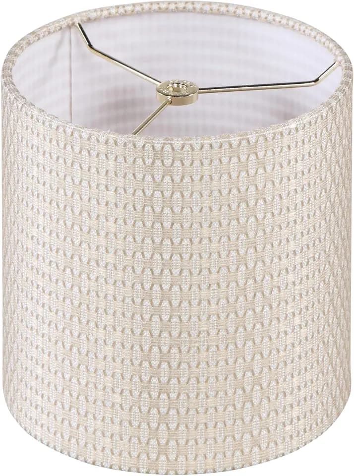Aspen Creative 31611 Transitional Drum (Cylinder) Shaped Spider Construction Lamp Shade in White and Gold, 8" Wide (8" x 8" x 8")
