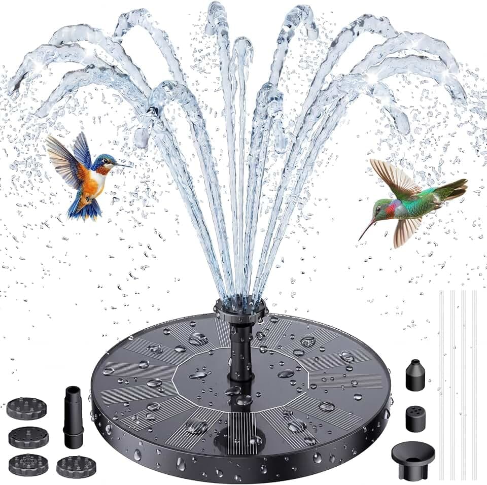 AISITIN Solarbrunnen für Draussen, Solar Springbrunnen mit 6 Sprüh Effekten