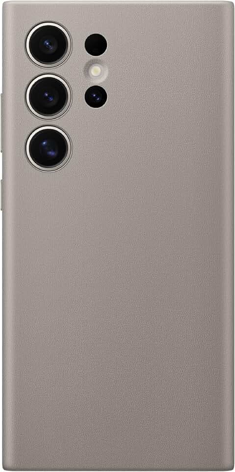 SAMSUNG Galaxy S24 Ultra Vegan Leather Phone Case, Protective Cover with Soft Touch, Elegant Design, Scratch Protection, US Version, GP-FPS928HCAAW, Taupe