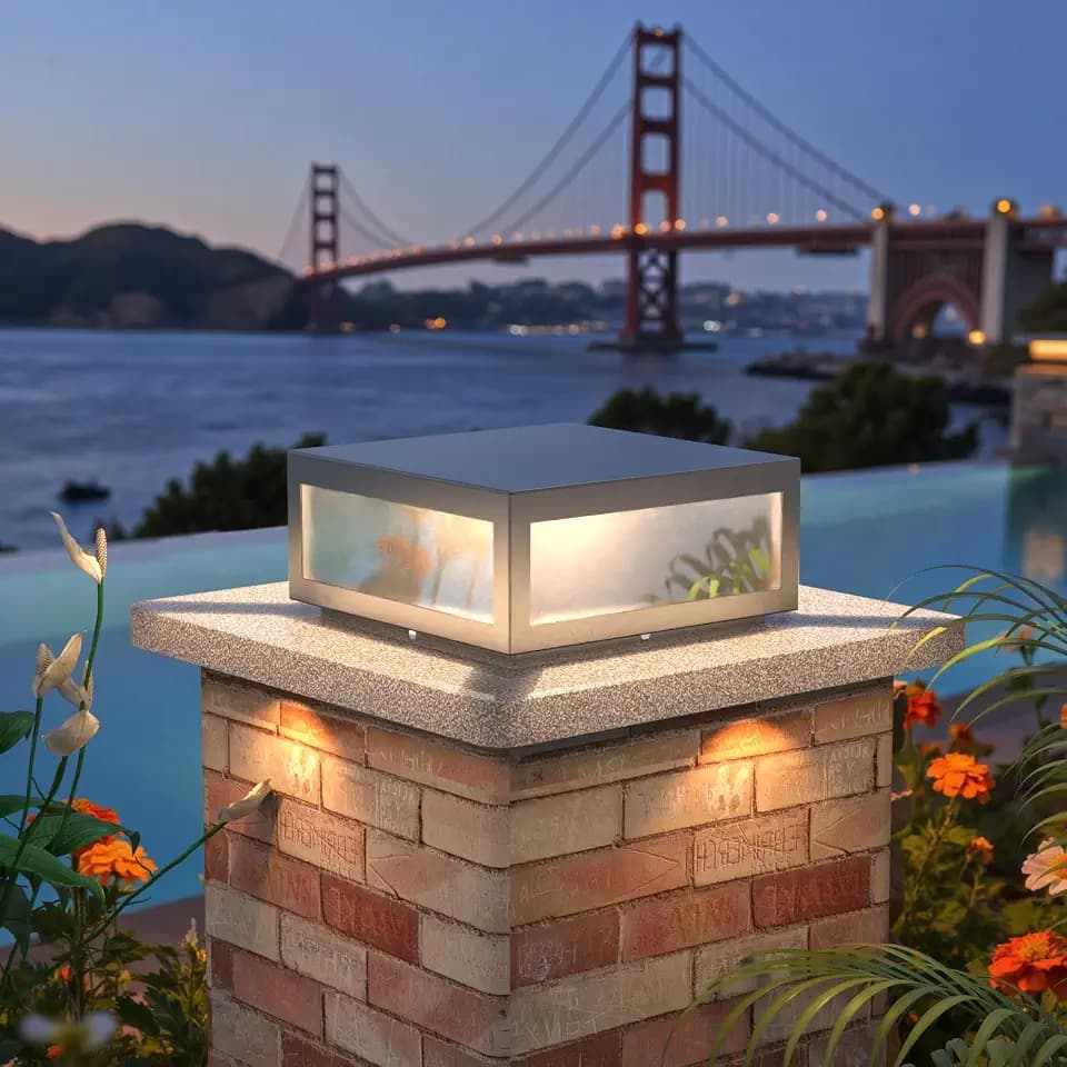12" Outdoor Post Light 304 Stainless Steel Hardwired Pillar Light