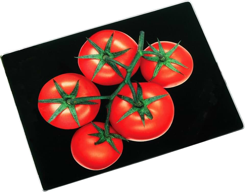 Premier Housewares Schneidebrett, Tomaten, schwarzes Glas
