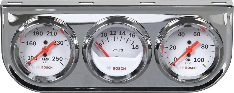 BOSCH SP0F000046 Style Line 2" Triple Gauge Kit - Clean Easy to Read Look with White Dial Face and Chrome Bezel