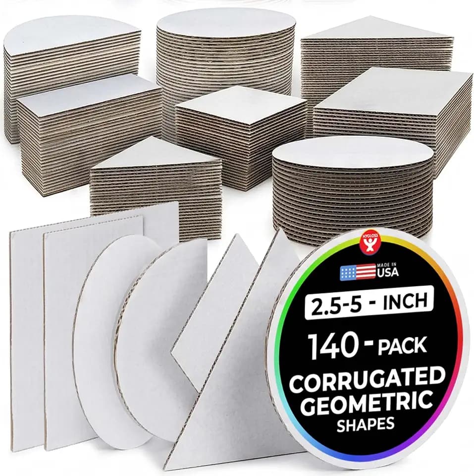 Hygloss Products Corrugated Geometric Shapes - Ideal Activity for Arts and Crafts - Good for Home or Class - STEM Activites for Kids - Educational - Assorted - 140 Pack, White