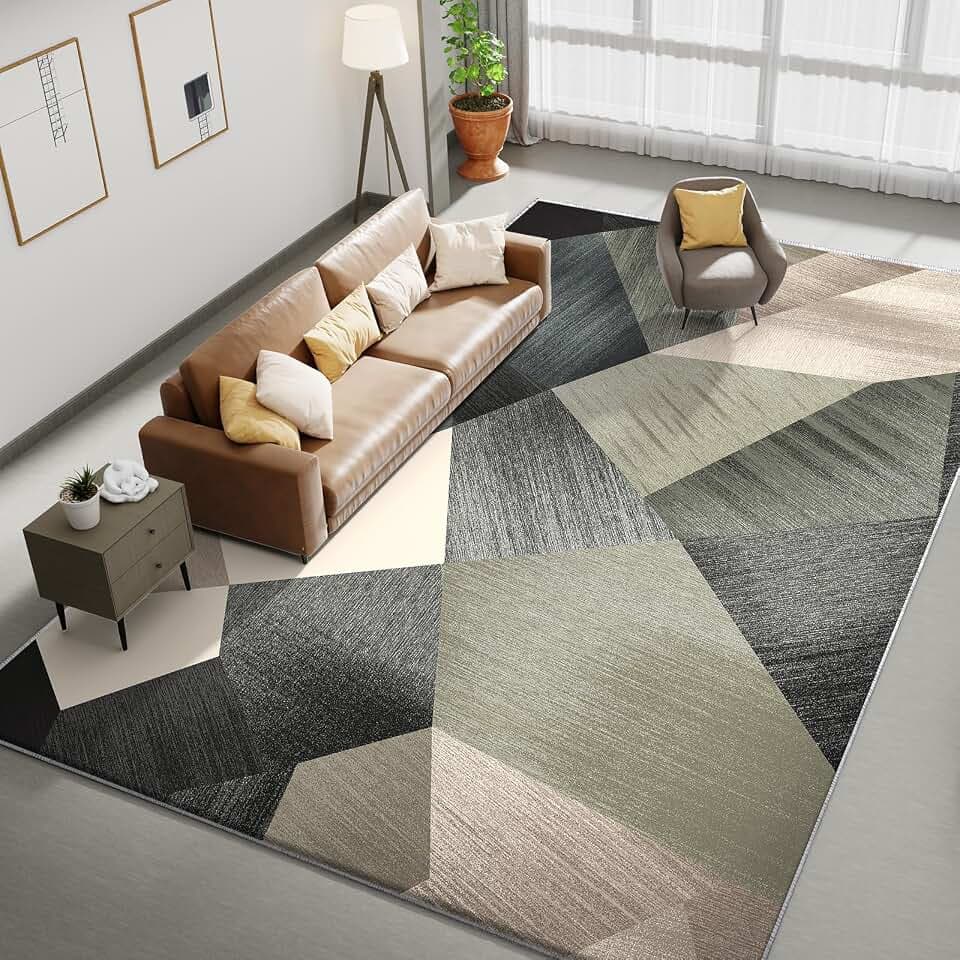 HOMFINE Teppich Wohnzimmer 78x150cm Modern Waschbar Grün
