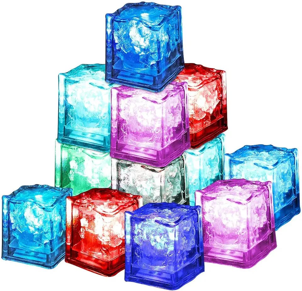 Luminous Ice, 12 Stück mehrfarbige LED-Eiswürfel, für Bar, Hochzeit etc