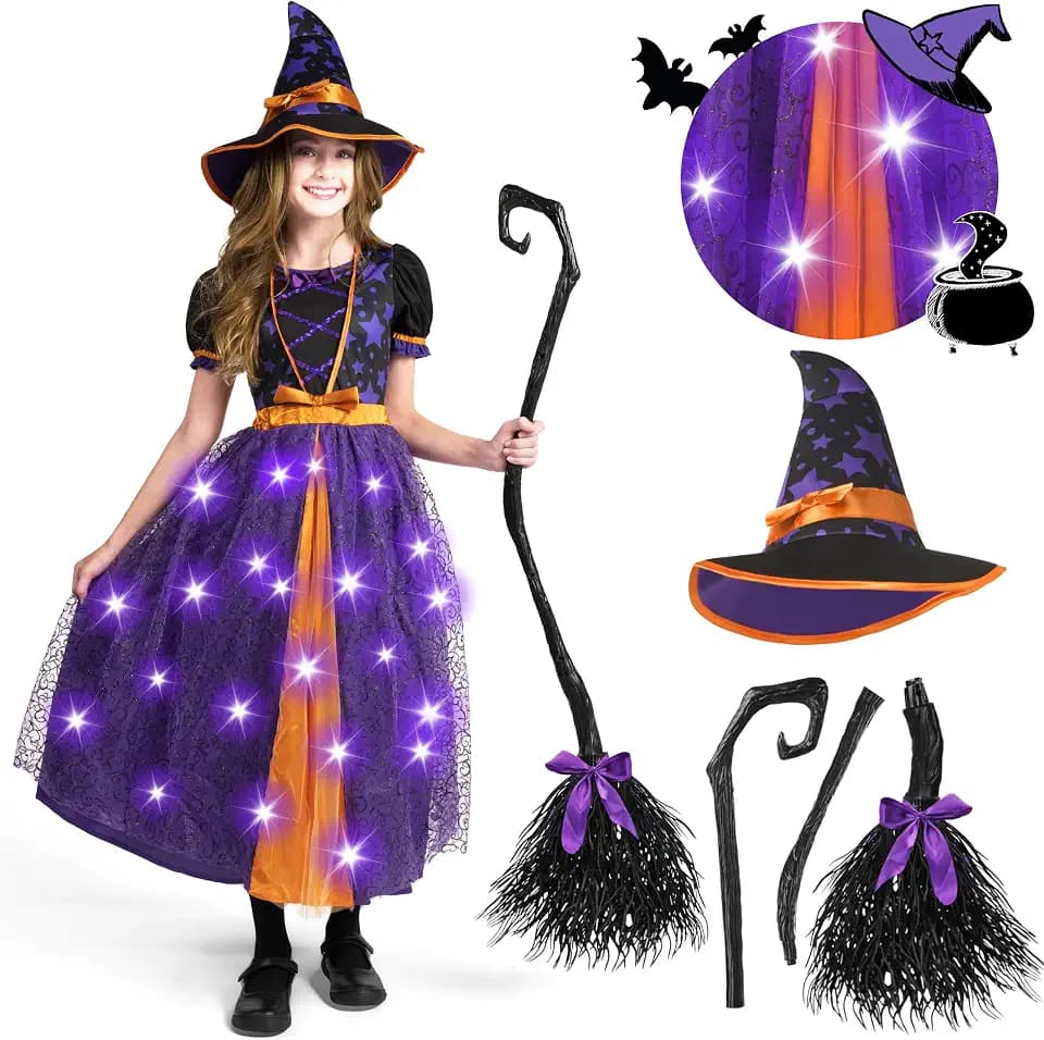 Spooktacular Creations Light Up lila Hexe Kostüm für Kleinkind Mädchen, Märchenhexe Halloween Kostüm Dress Up
