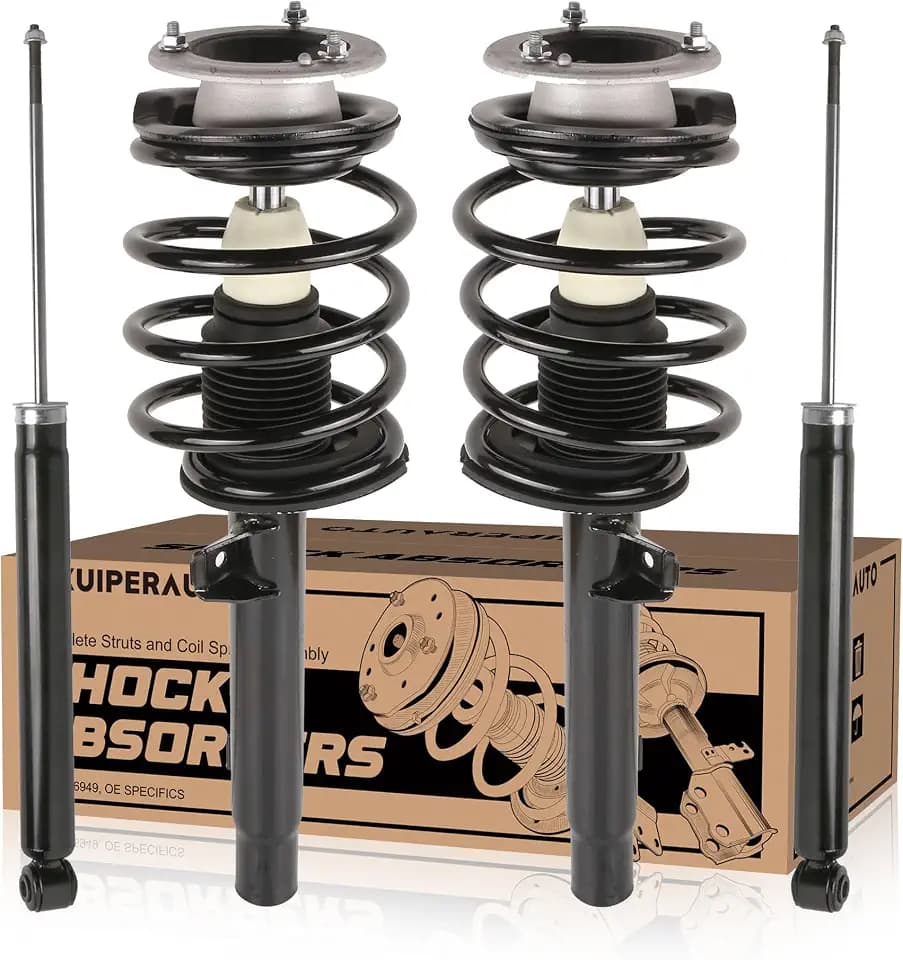 KUIPERAUTO 4PCS Front and Rear Struts Shocks Absorbers Compatible for BMW E46 320i 323Ci 325i RWD 171582 171581 5988