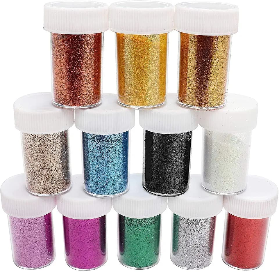 Feiner Glitzer 12 pack Glitzerpuder Multi-Coloured Glitzerpuder für Festivals Gesicht & Nägel
