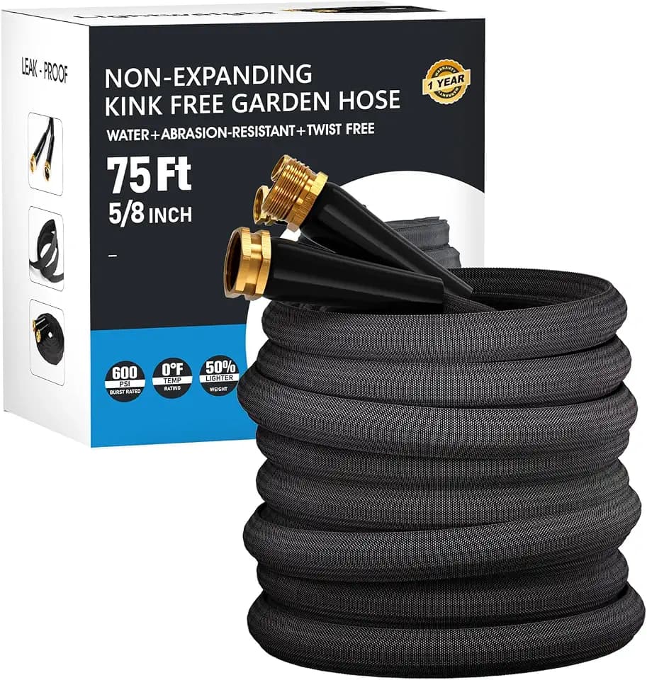 75 FT Garden Hose, Non-Expanding Water Hose, Ultra Flexible, Burst-Resistant, Kink-Free, High-Pressure Garden Hose for Easy All-Weather Use on Lawns, Gardens, and Outdoor Cleaning