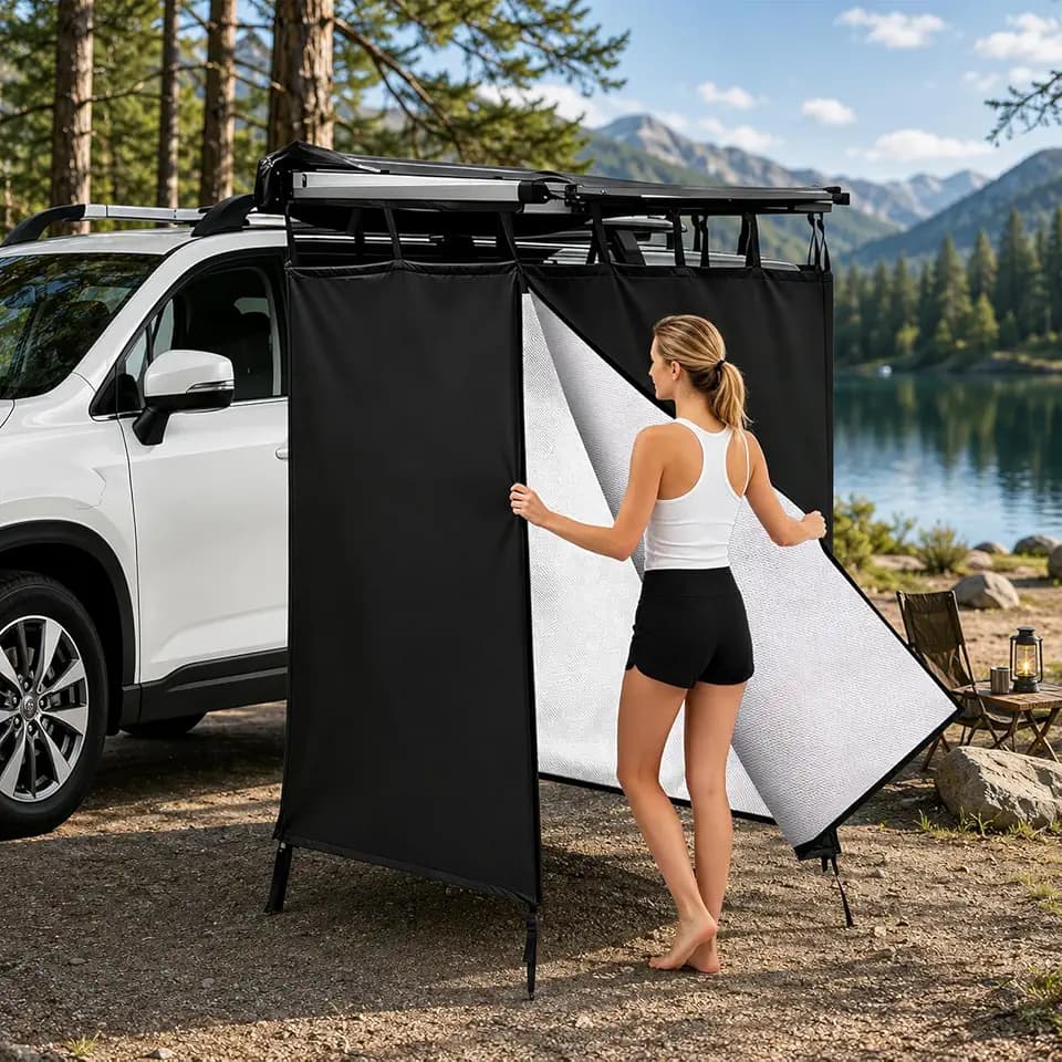 Duschzelt Camping, Oxford Wasserdicht Toilettenzelt, PrivatsphäRe SchutzräUme FüR Outdoor Campingdusche, Unverzichtbar Offroad ZubehöR, Aluminium&Stark ReißFest, Montiert Auf DachträGer Universal