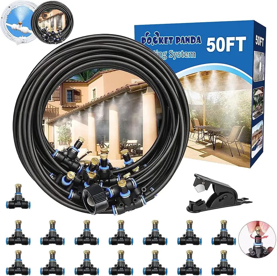 Misters for Outside Patio, 50FT|15M Outdoor Water Misting Cooling System.