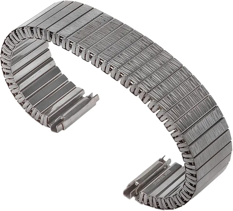 Fixoflex Uhrenarmband von 16 mm bis 20 mm für Herren Jahrgang NOS 1970 – Originales Elastisches und Verstellbares Edelstahlarmband – Antikes Uhrenarmband