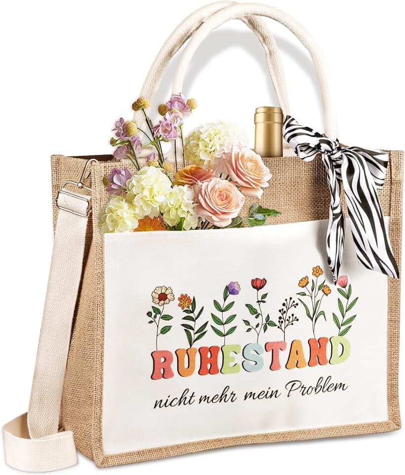 Giftota Rentner Jutetasche, Ruhestand Geschenk Frauen, Faltbare Wasserdicht Einkaufstasche für Arbeitskollegin Mama Oma, Nicht mehr mein Problem, Jute Tote Bag, Shopper, Strandtasche