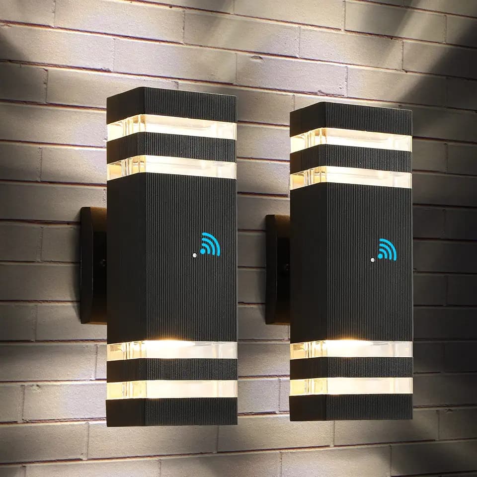 2 Pack Dusk to Dawn Outdoor Wall Lights Modern Black Up Down Porch Lights