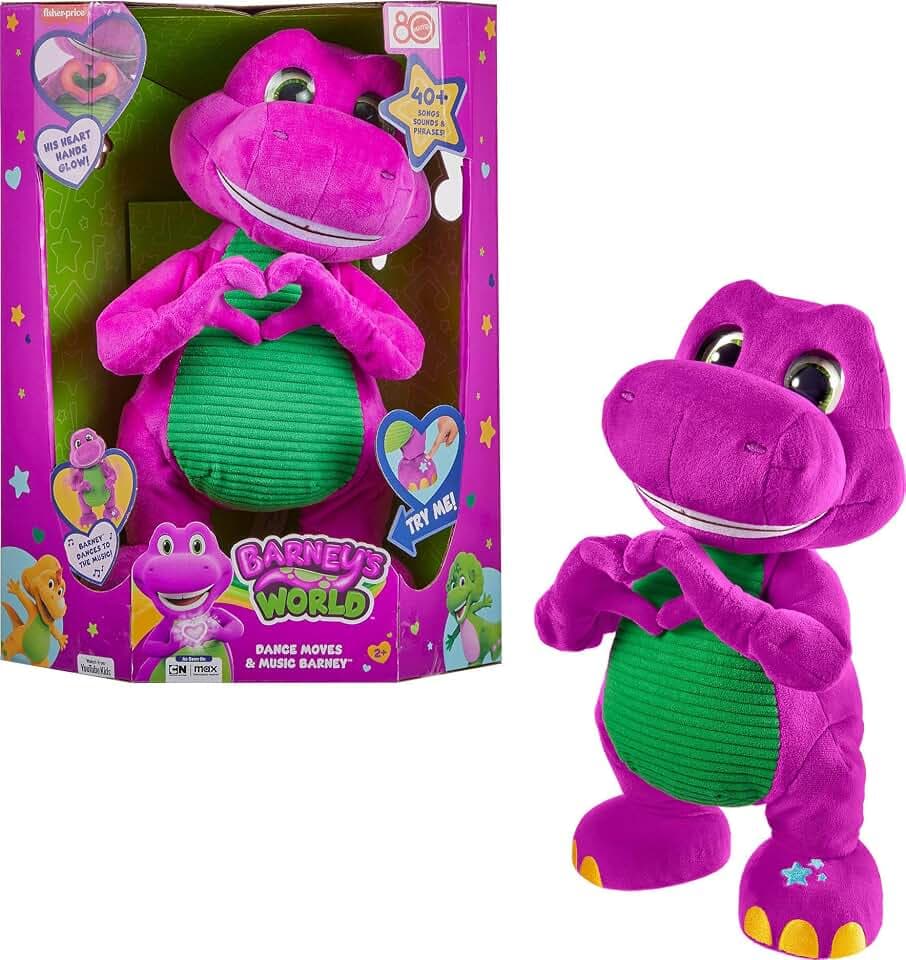 Fisher-Price Barney’s World Toddler Toys, Barney Tall Plush, 13-inch Figure with Sounds, Soft Texture for Play, Kids Ages 2+ Years