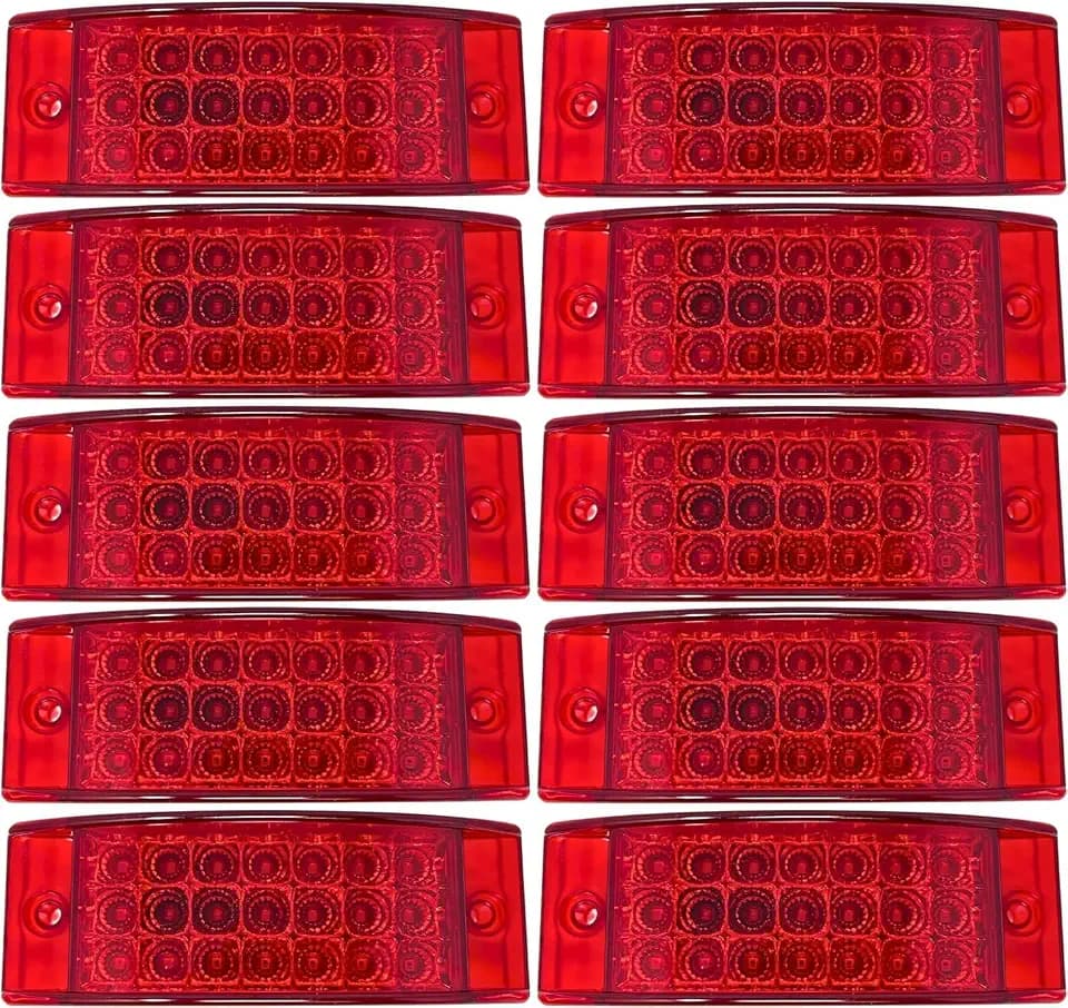 6x2/6" Red 21 LED Rectangle Side Marker Clearance Light 12V Bright, Qty 10