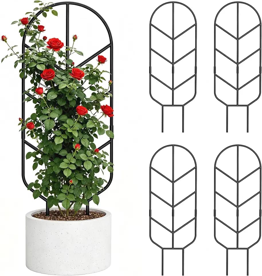 4 Pack 30'' Large Metal Plant Trellis for Climbing Plants, Tall Plant Support for Indoor & Outdoor Use, Modern Decorative Trellis for Potted Plants (4 Pack)