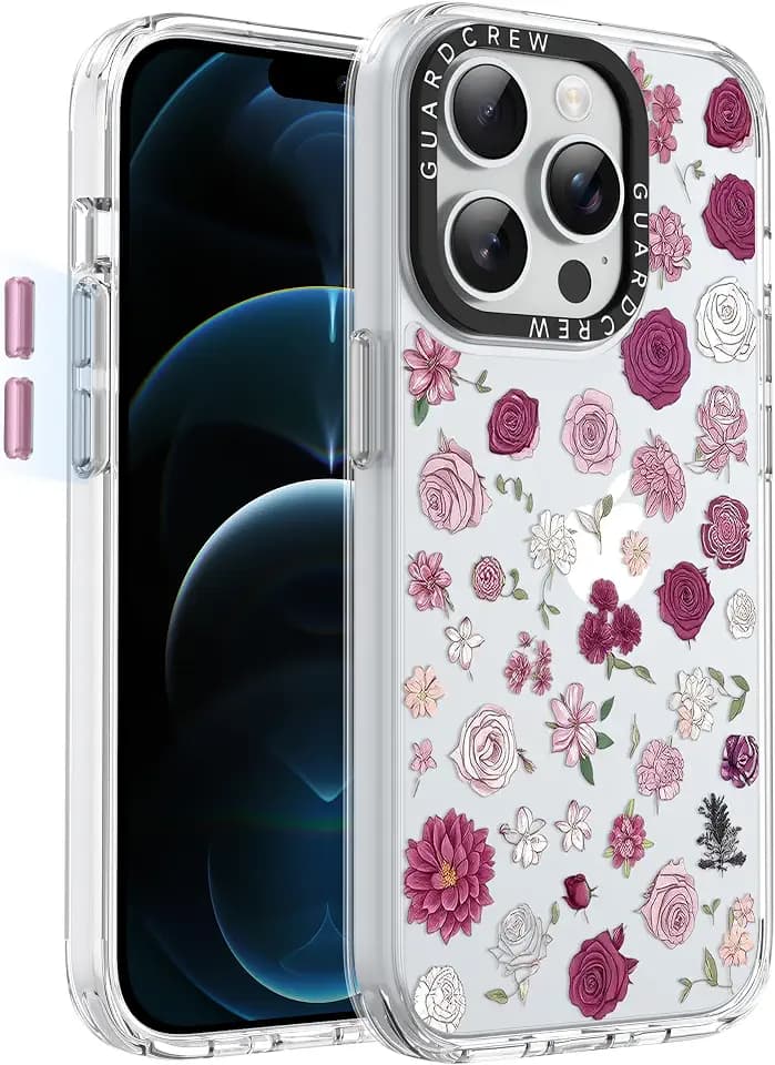 for iPhone 13 Pro Max Case, [Rose Bloom] Cool Aesthetic Pattern for Women, [11FT Military-Grade Drop Tested] Slim Crystal Clear Shockproof TPU Bumper Phone Cover, 6.7"