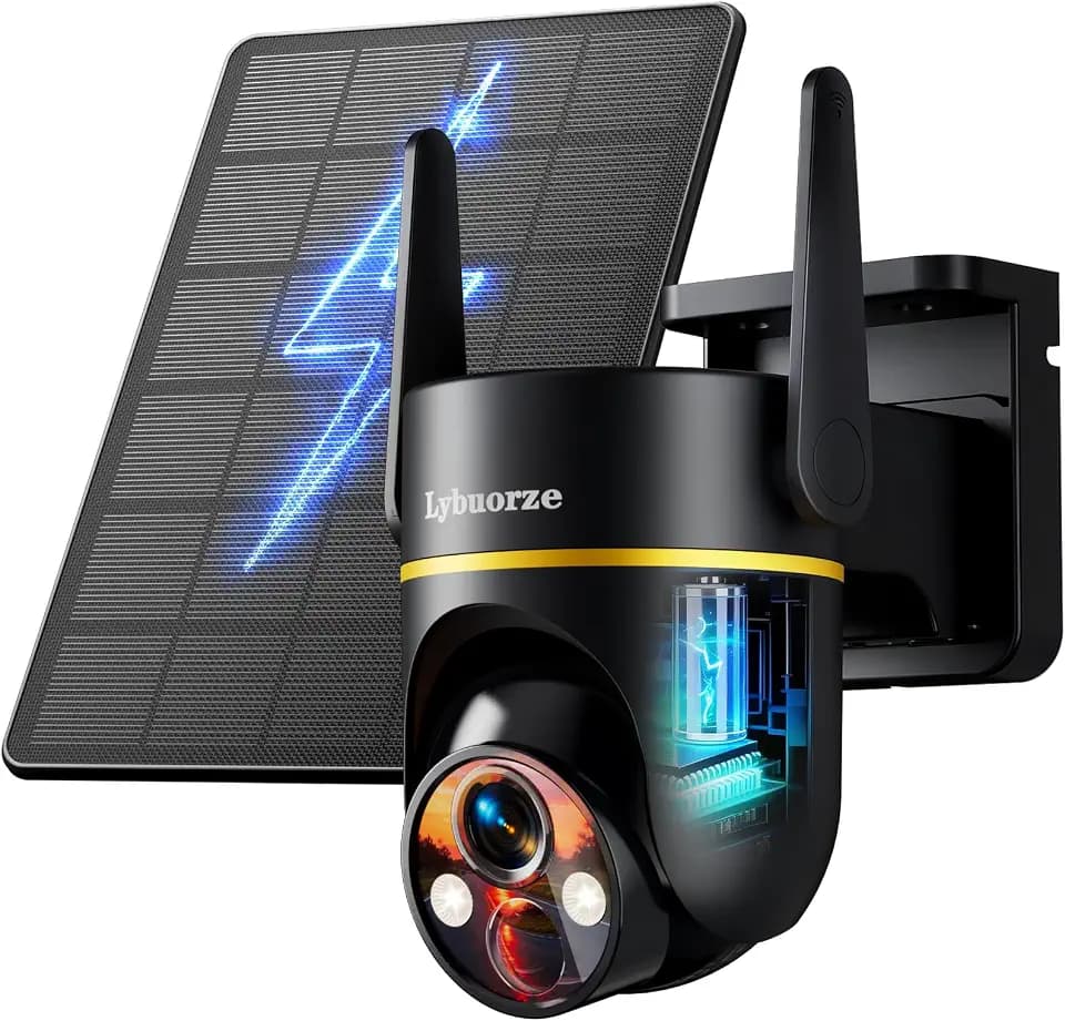 Lybuorz 5G/2.4GHz WiFi Solar Outdoor Wireless Security Camera, 4MP PTZ Cameras for Home Security Outdoor,Full Color Night Vision, AI Motion Detection, Siren Alarm, 2-Way Audio,Work w/Alexa, Waterproof