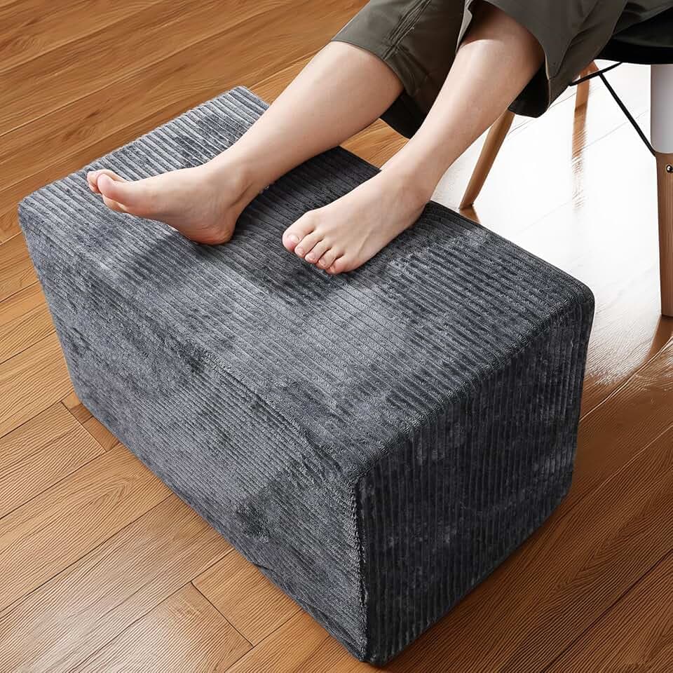 Rectangular Pouf Ottoman Soft Furry Corduroy Foot Rest for Chair