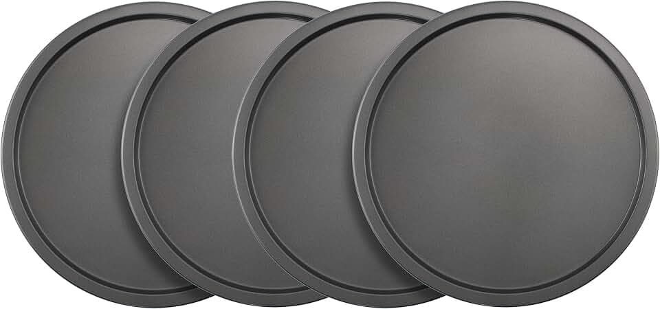 GoodCook Set of 4 Nonstick Steel 10 Inch Personal Pizza Pans Set, Gray
