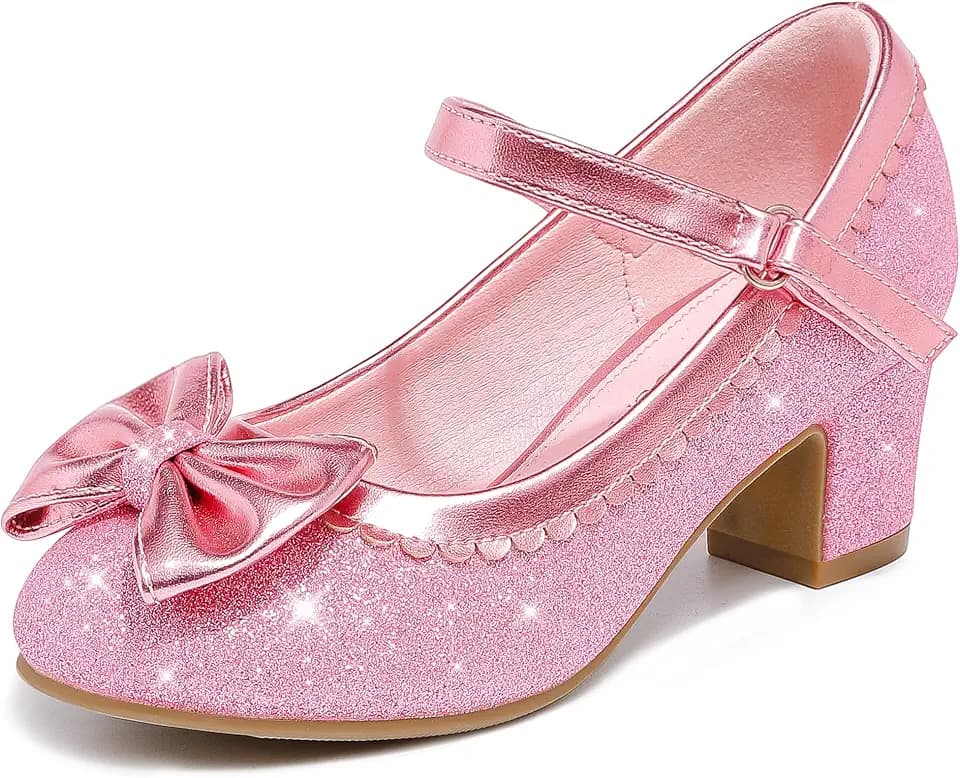 LAURMOSA Princess Shoes High Heel Toddler Dress up Girls Dress Shoes