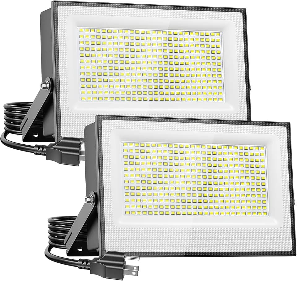 Onforu 300W Flood Lights Outdoor,30000lm Bright LED Work Light with Plug,Daylight White LED Stadium Lighrs,IP66 Waterproof Security Yard Lights for Yard Garage Stadium 2 Pack