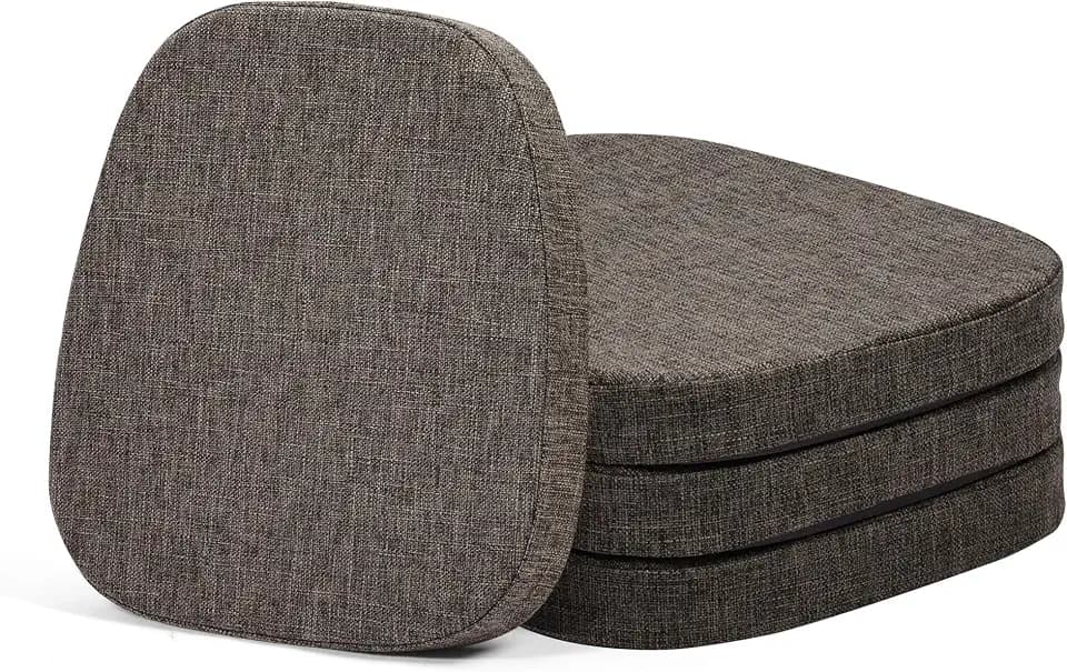 baibu 2-Layer Memory Foam Metal Dining Chair Pads, 14 x 14In, 2 Pack, Brown