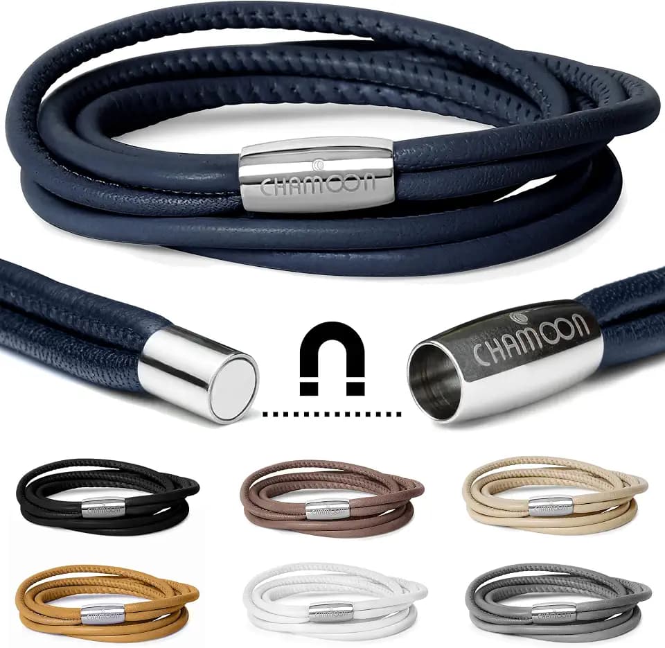 CHAMOON® Premium Lederarmband für Damen | Besonders fein & weich | Praktischer Magnetverschluss aus Edelstahl | Mit über 80 Charms erweiterbar | 7 Farben | Einfach- & doppelt-gewickelt