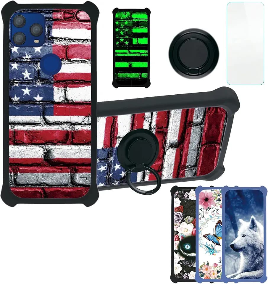 Case for PCD P63L Bengal Case Compatible with PCD P63L Phone Case Cover [with Tempered Glass Screen Protector][PC + TPU 2 in 1][Ring Support] [Luminous Effect] YGH-GQ
