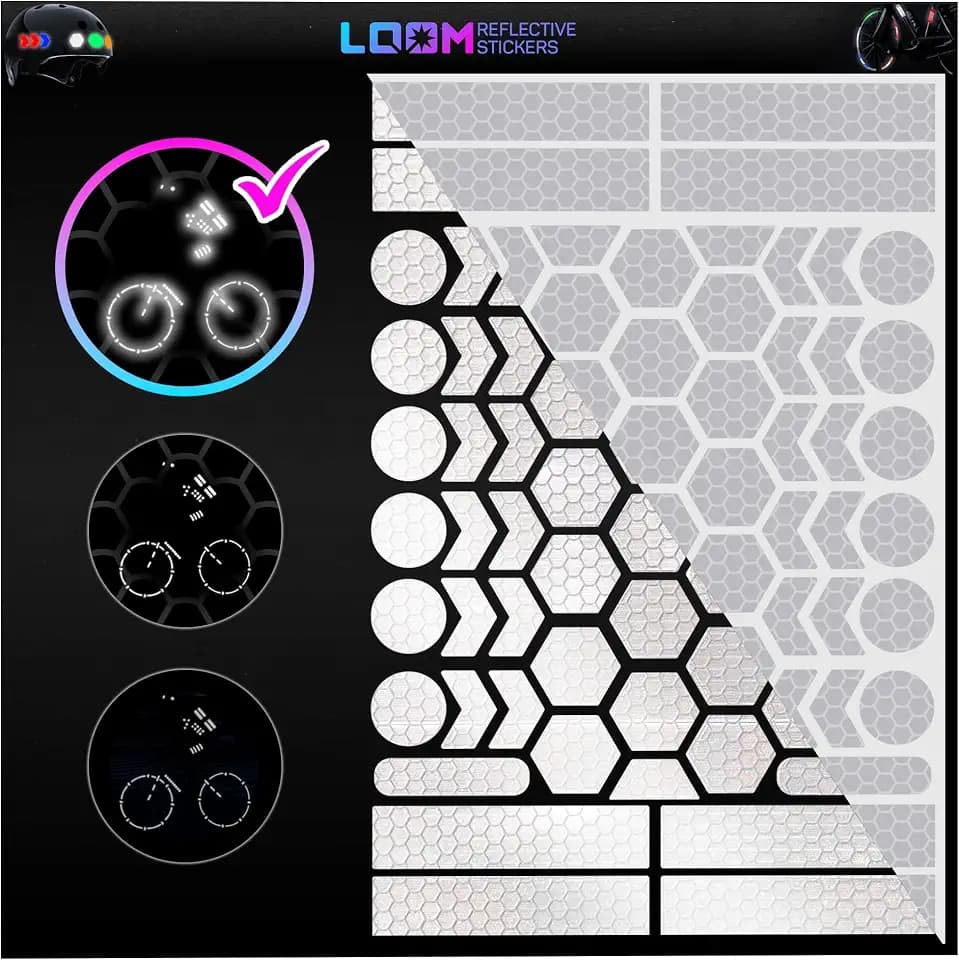 LOOM® Reflective Stickers for Bikes & Helmets | 67pc Brilliant, Gray